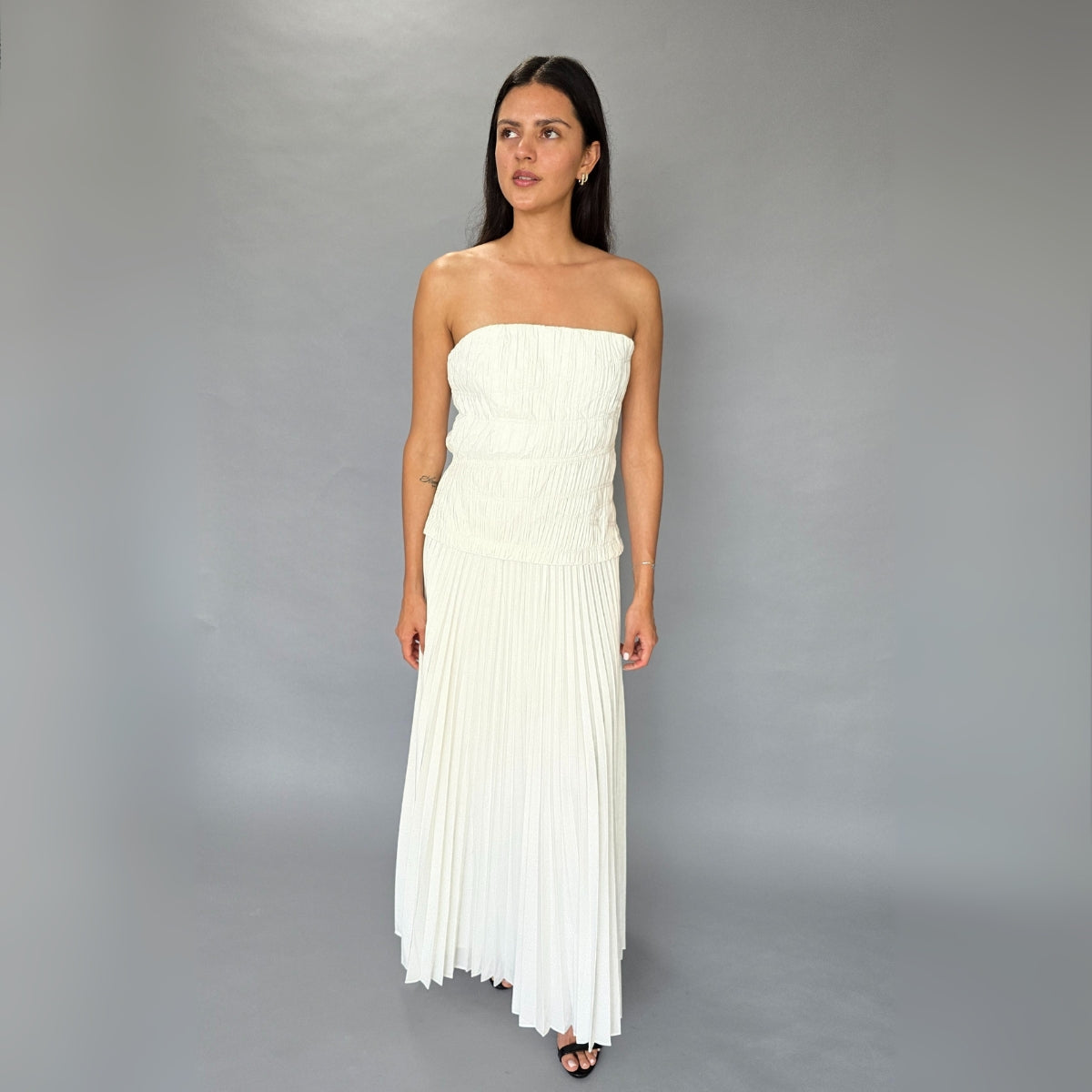 Vestido Midi Straples Blanco