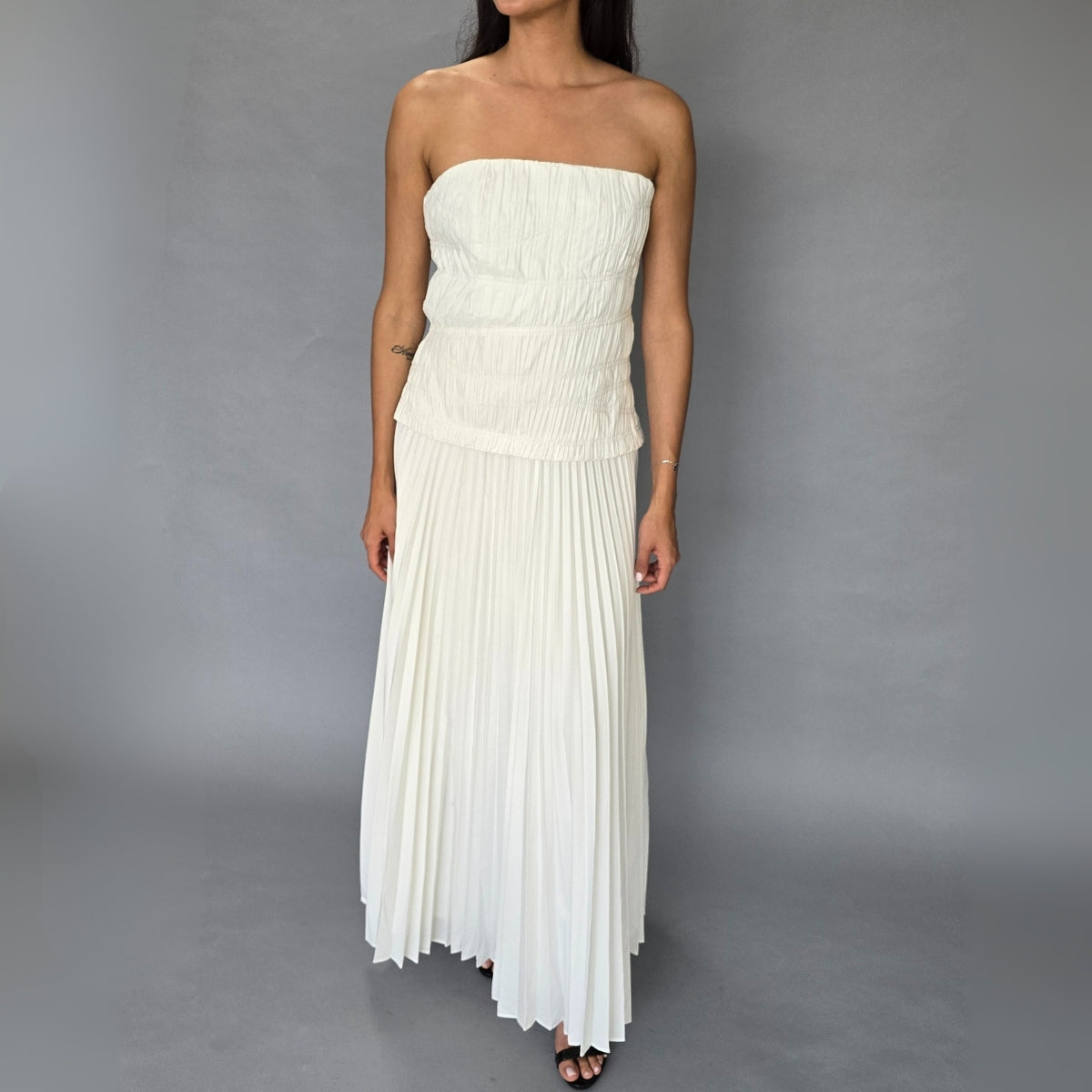 Vestido Midi Straples Blanco