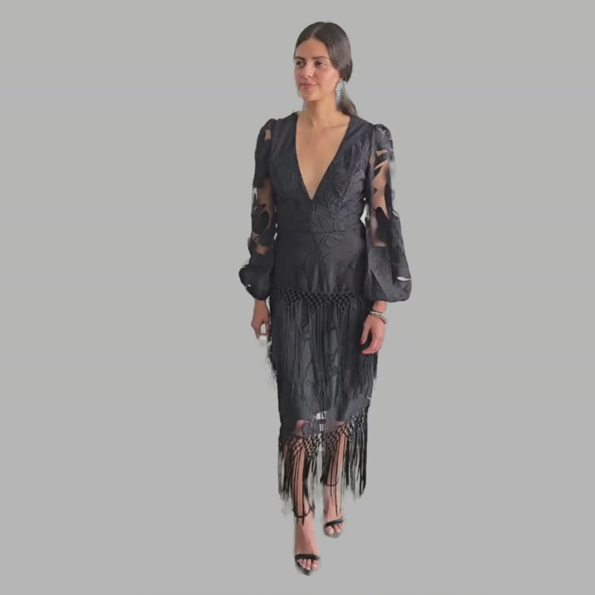 Vestido Negro Mangas