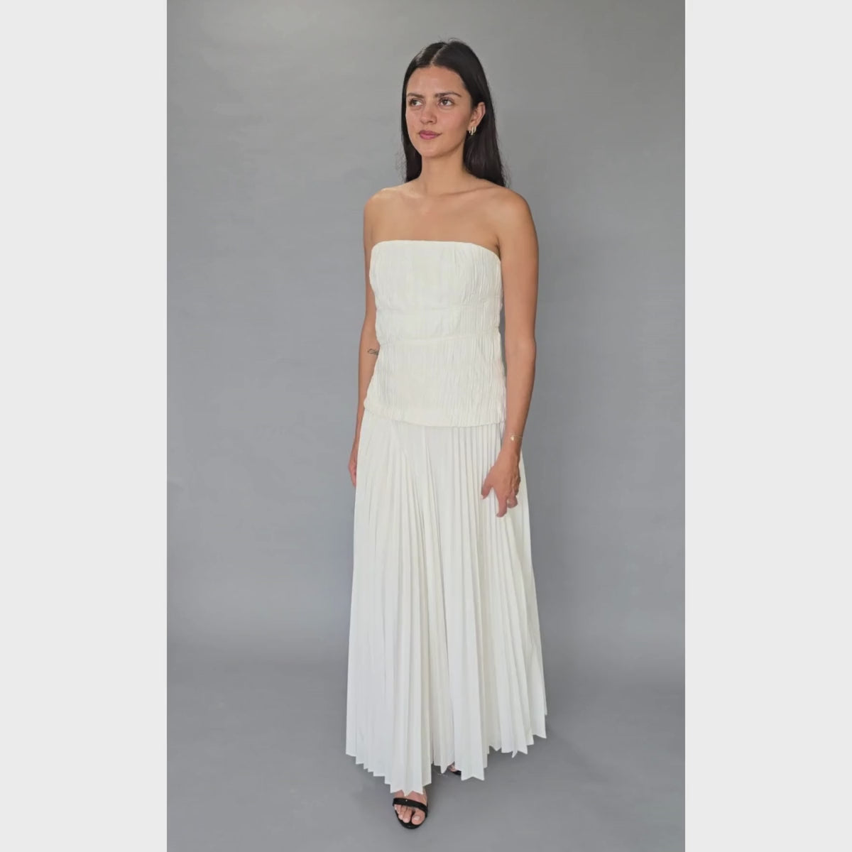 Vestido Midi Straples Blanco