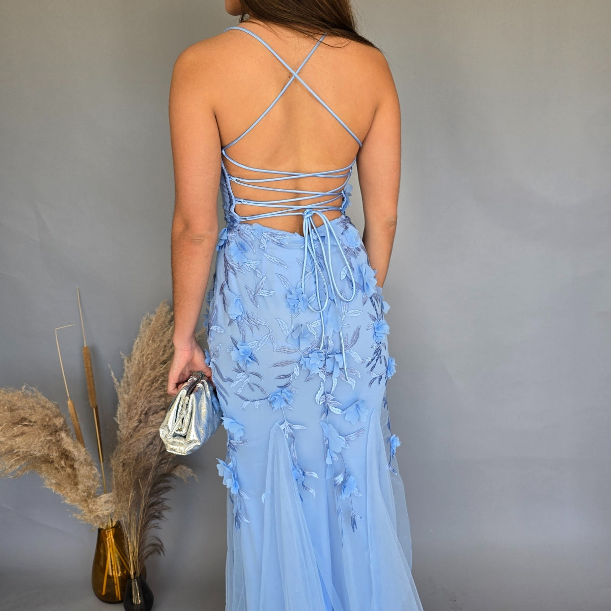 Vestido Azul Cielo Flores