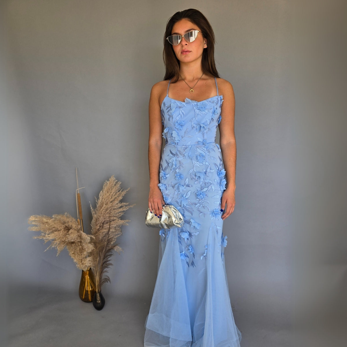 Vestido Azul Cielo Flores
