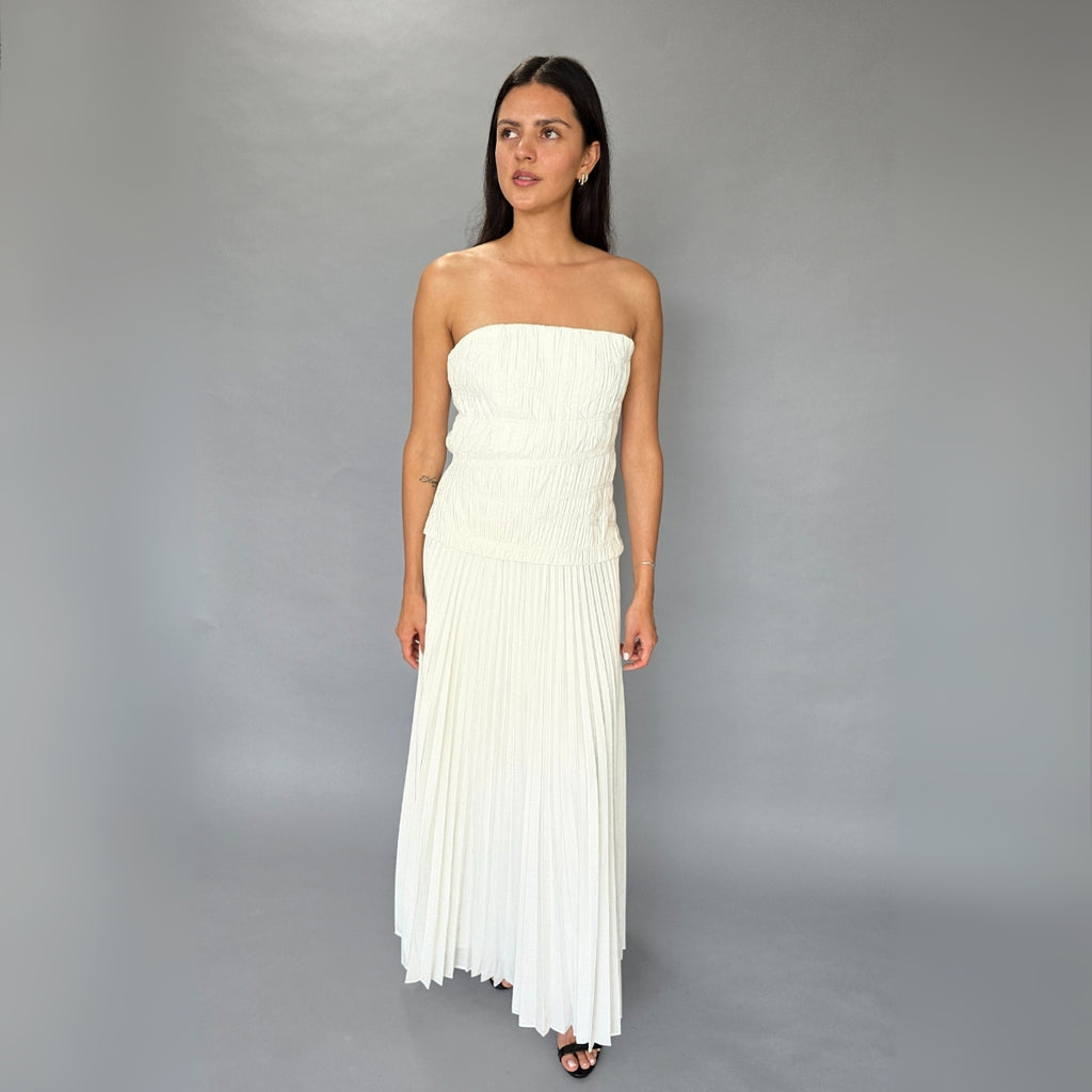Vestido Midi Straples Blanco