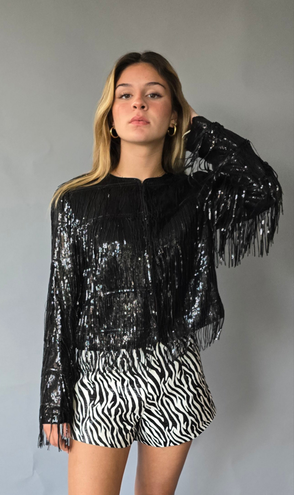 Chaqueta Tira de Lentejuelas