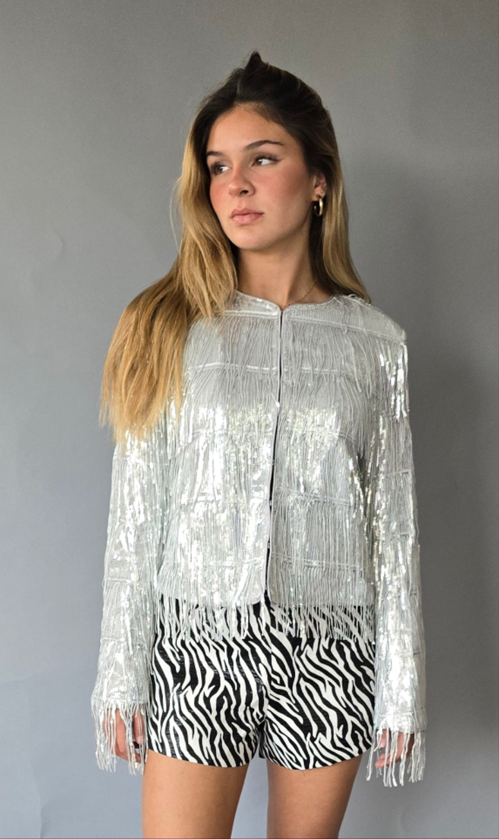 Chaqueta Tira de Lentejuelas