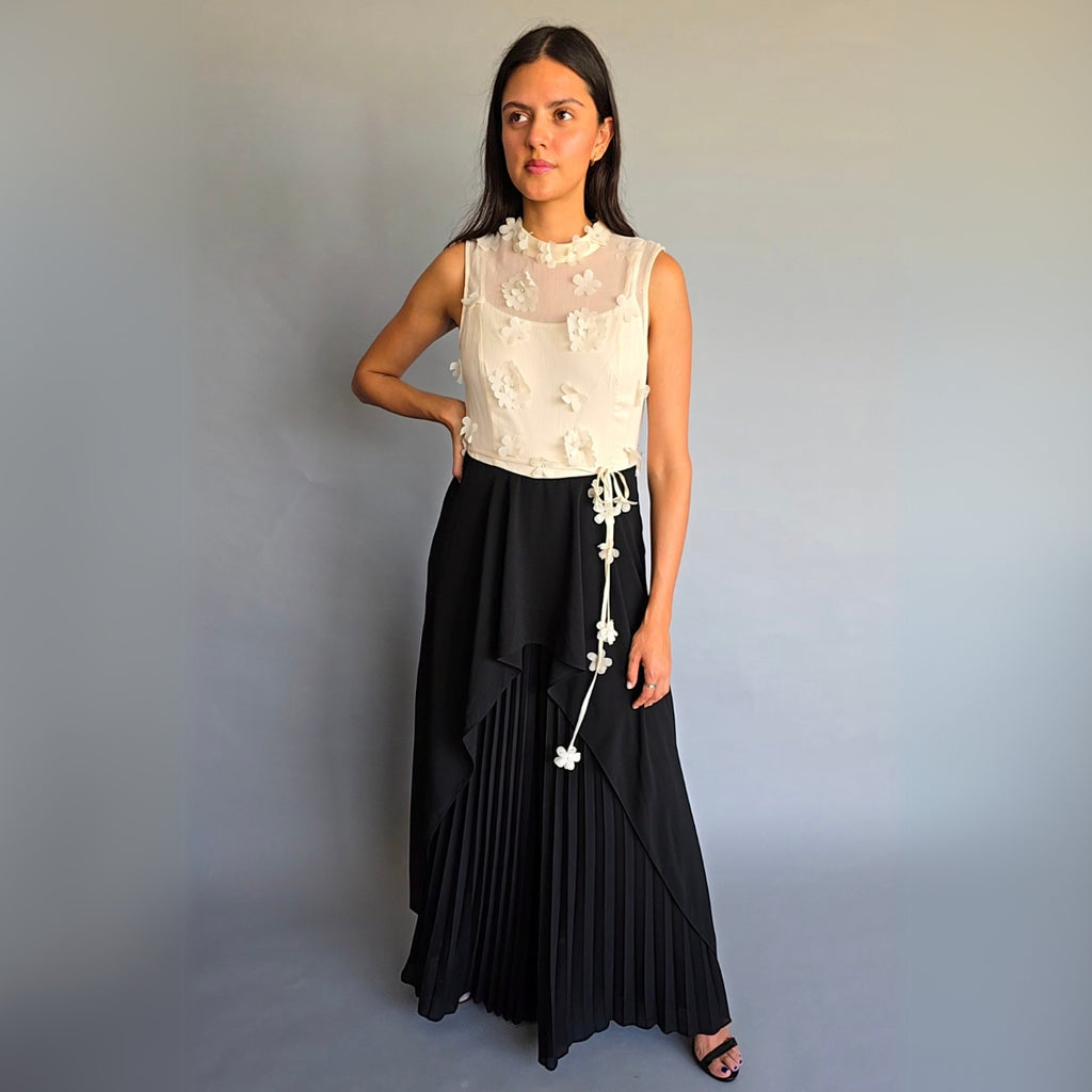 Jumpsuit Blanco con negro flores