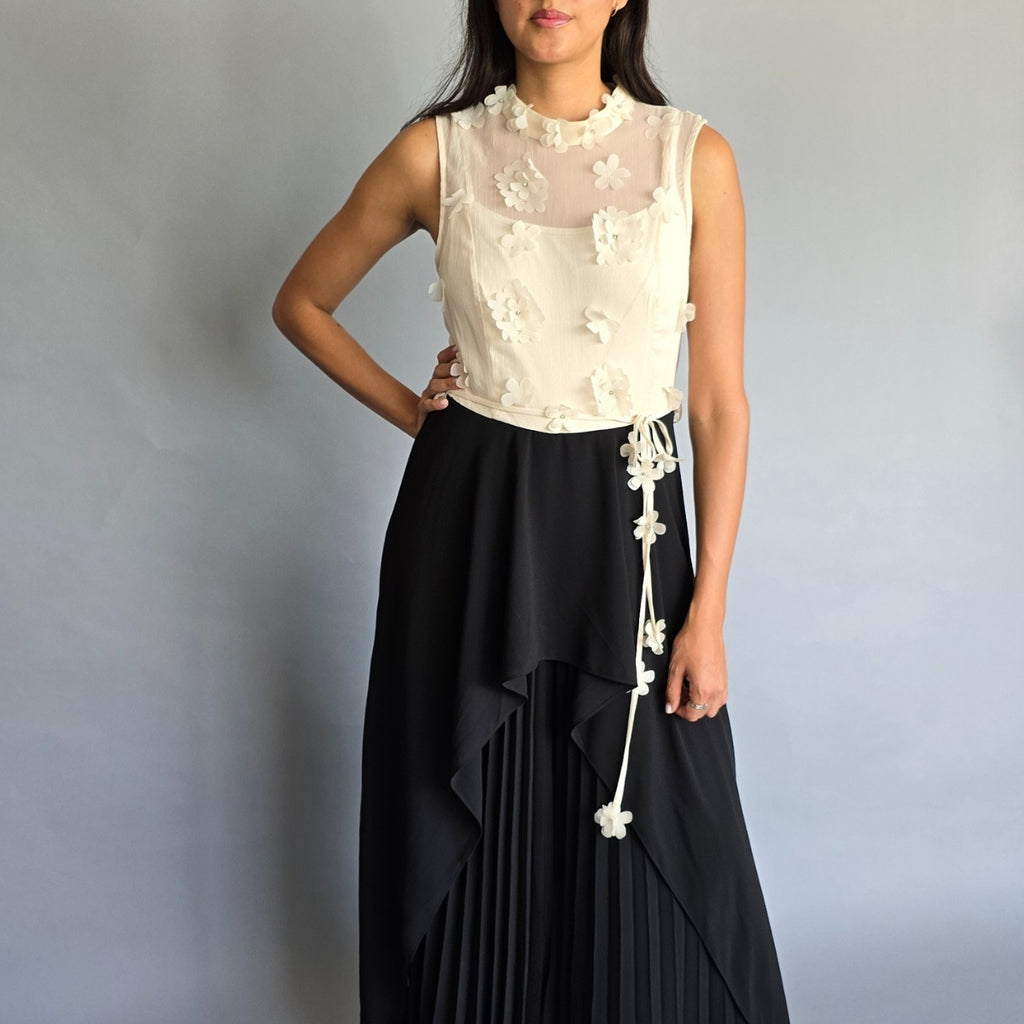 Jumpsuit Blanco con negro flores