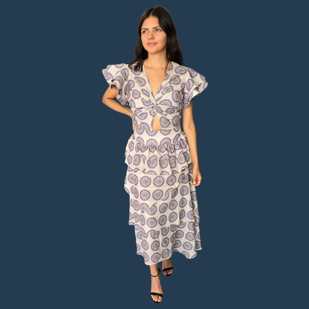 Vestido Midi Mangas Estampado Mandala