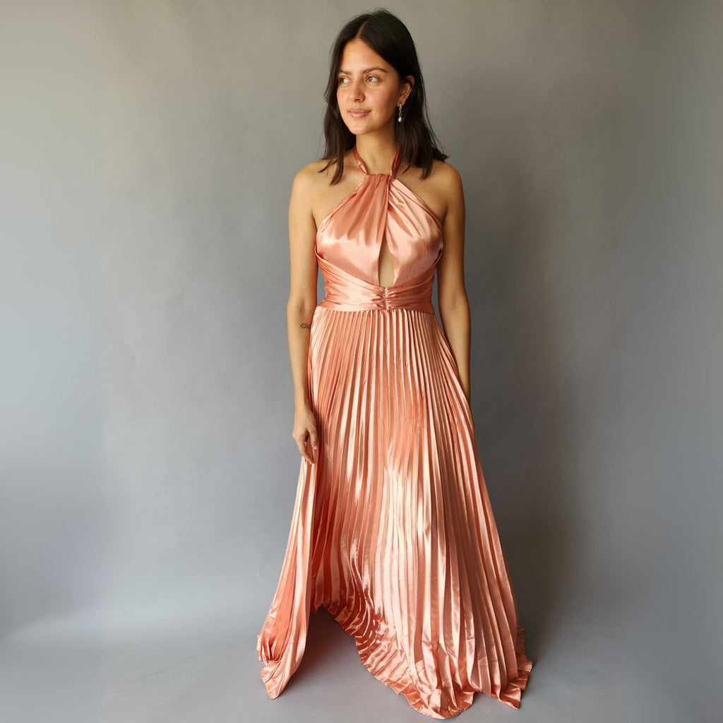 Vestido Plizado Salmón
