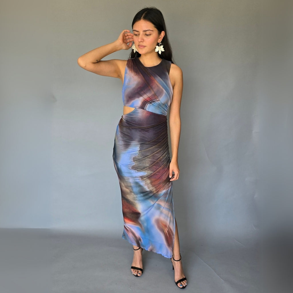 Vestido Midi Cutoff Marmoleado