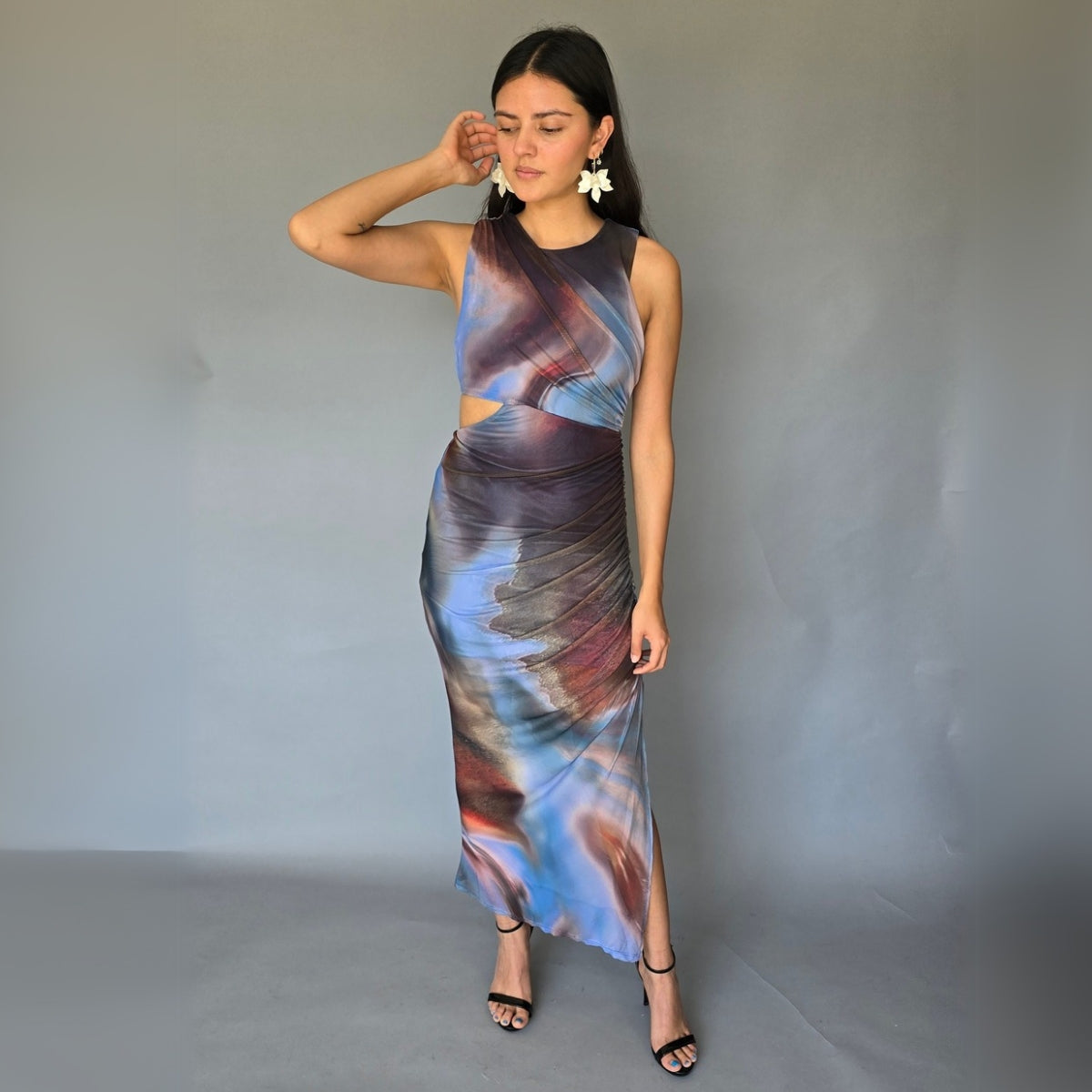 Vestido Midi Cutoff Marmoleado