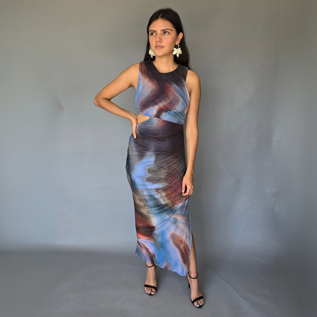 Vestido Midi Cutoff Marmoleado