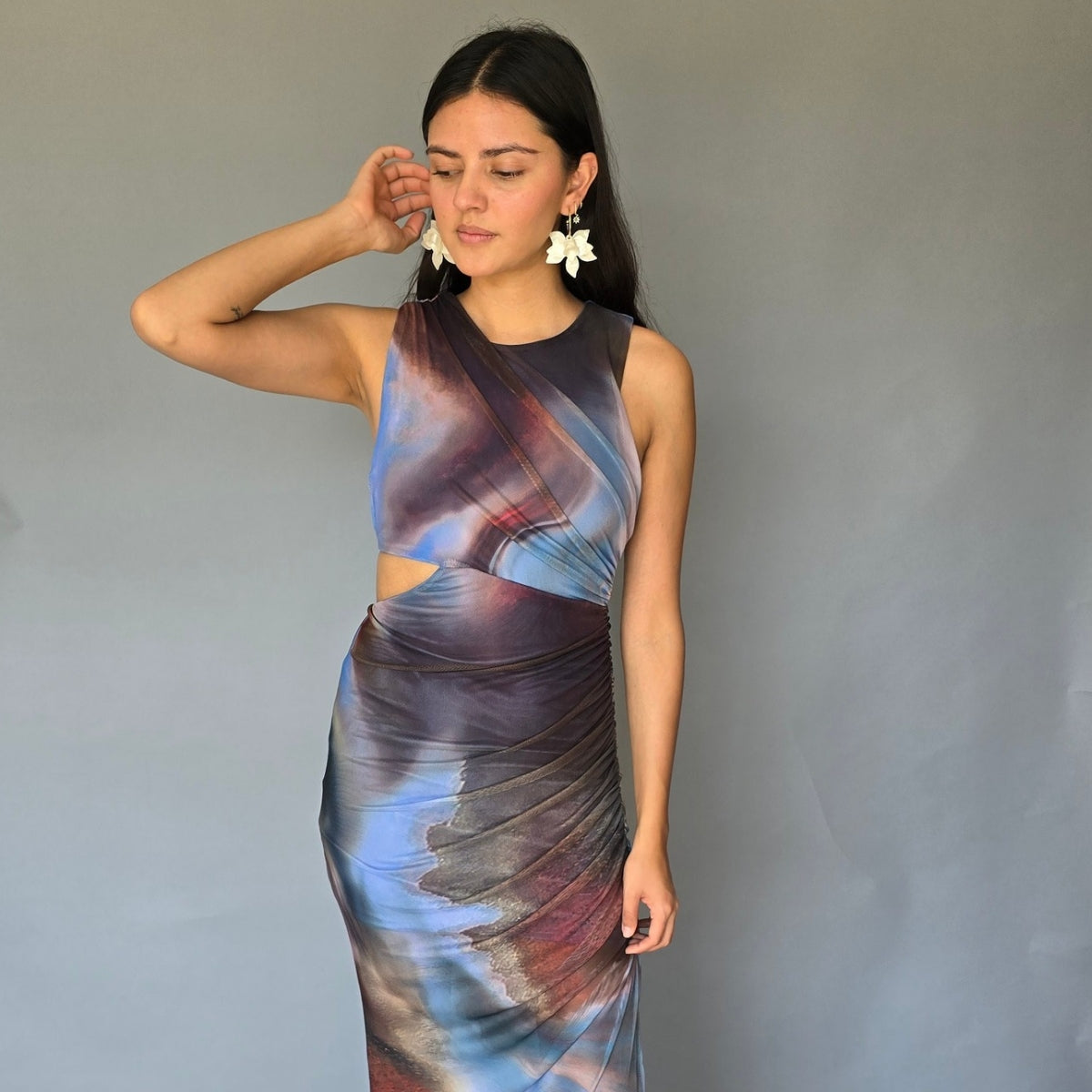 Vestido Midi Cutoff Marmoleado