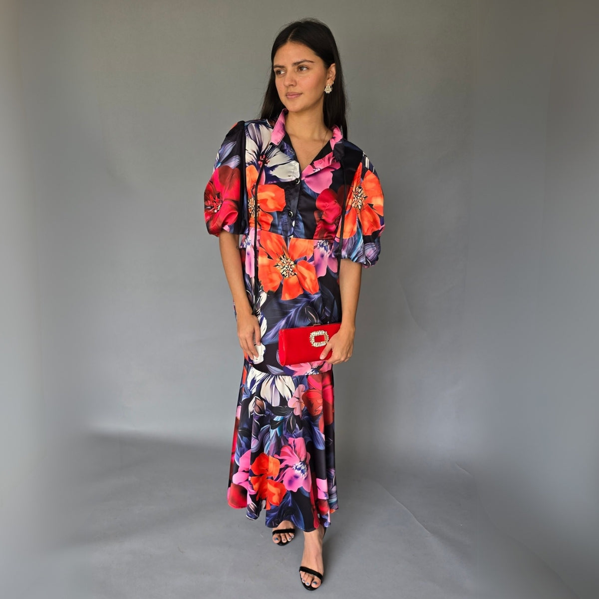Vestido Floreado Hombreras