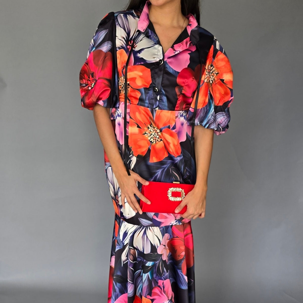 Vestido Floreado Hombreras