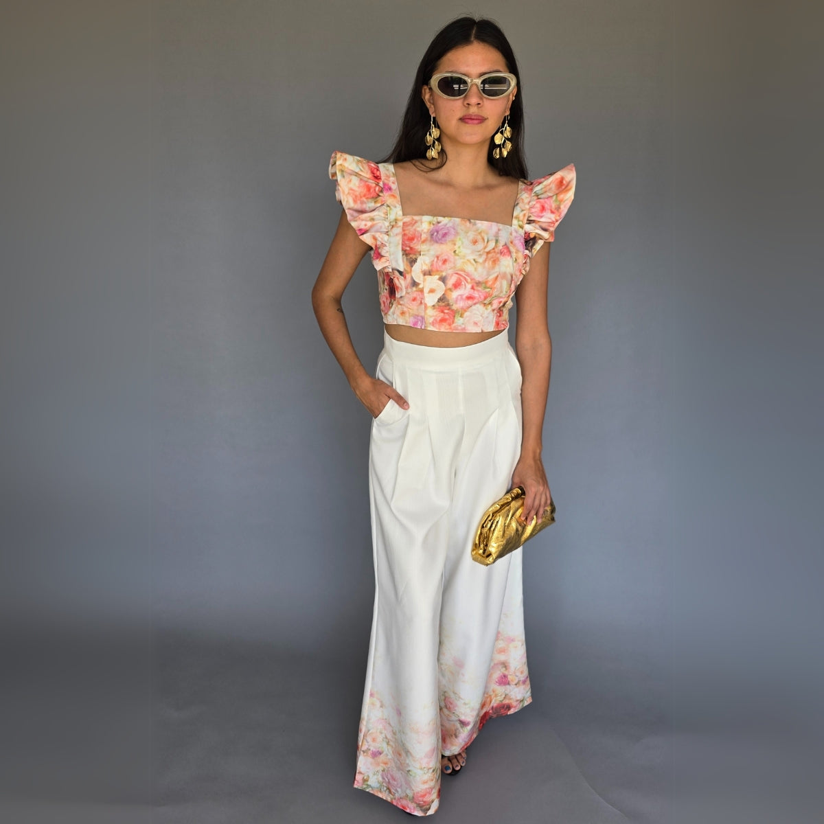 Set Top Floreado y Pantalón