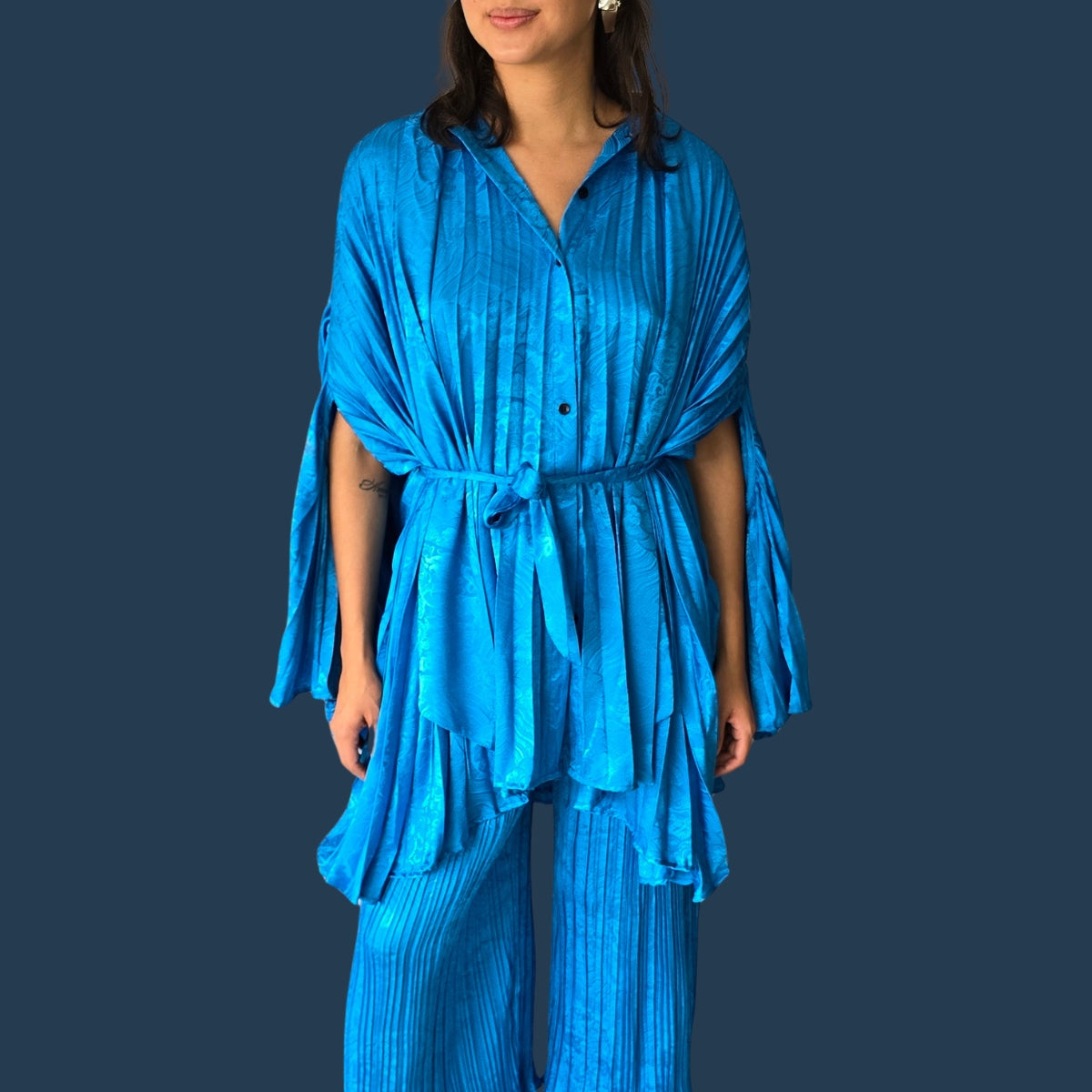 Set Azul Estampado Capa