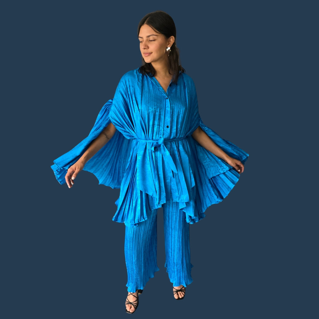 Set Azul Estampado Capa