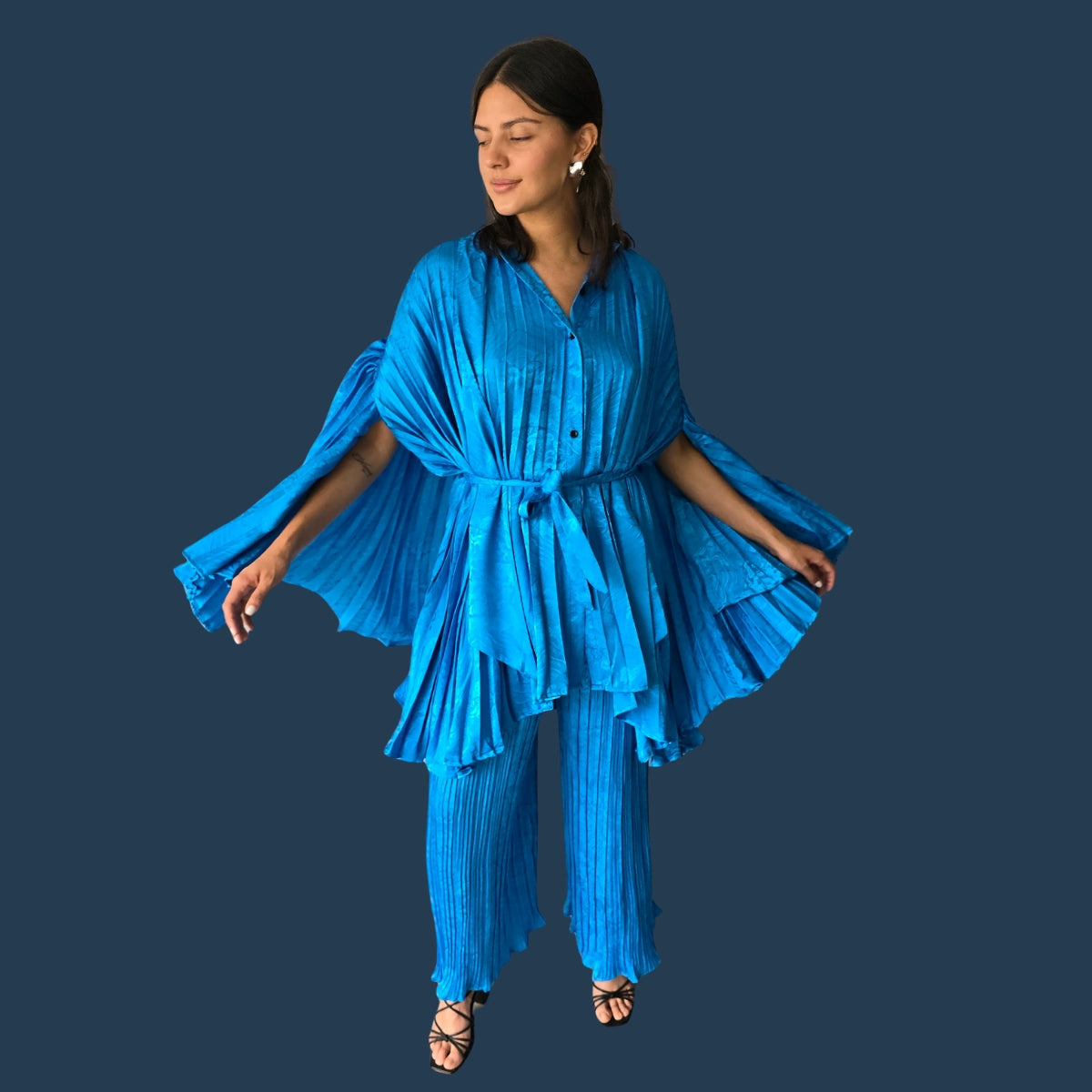 Set Azul Estampado Capa