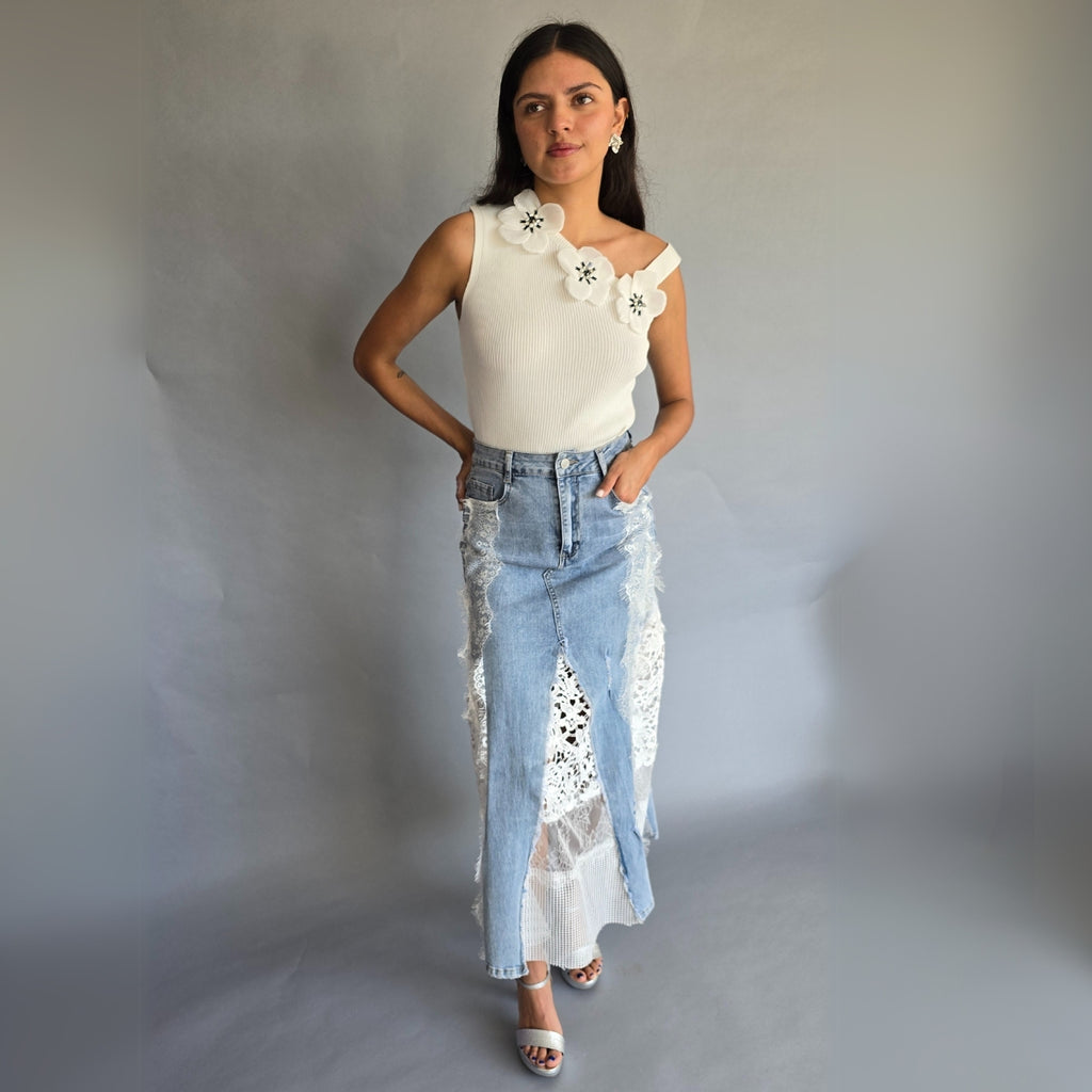 Blusa tirantes asimétricos Flores