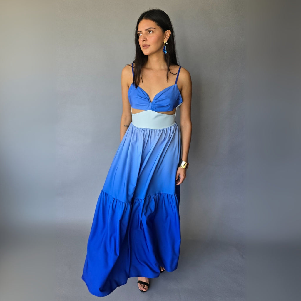 Vestido Cutoff Degradado Azul