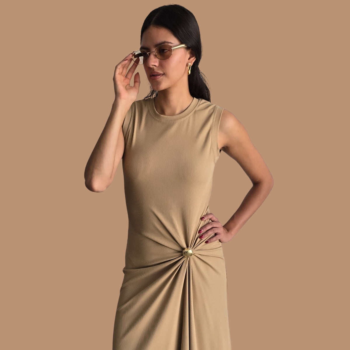Vestido Camisero Beige