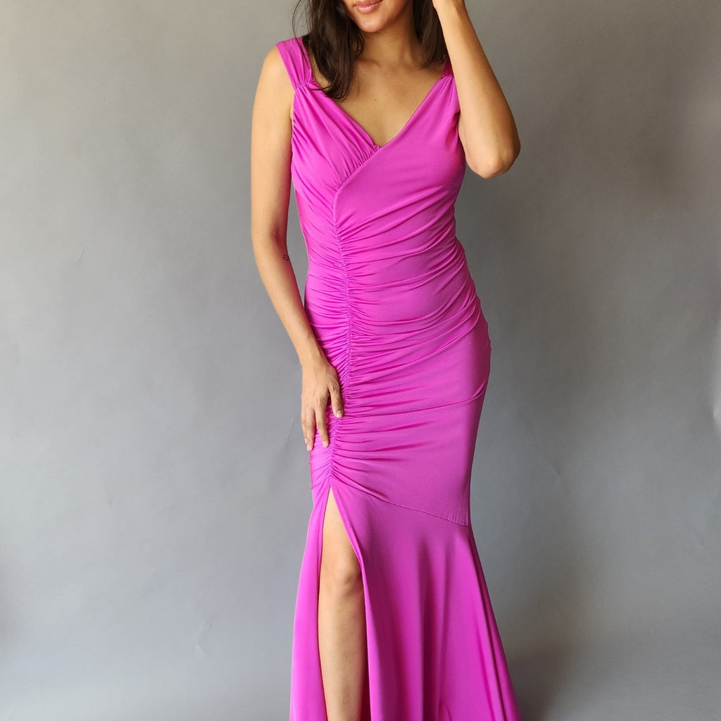 Vestido Drapeado Violeta