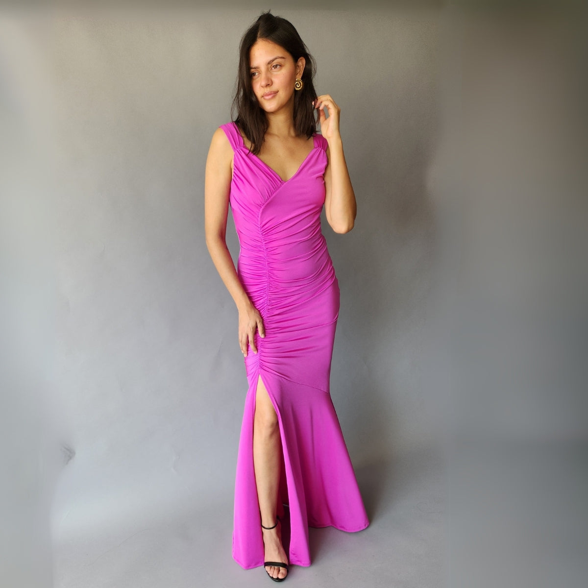 Vestido Drapeado Violeta