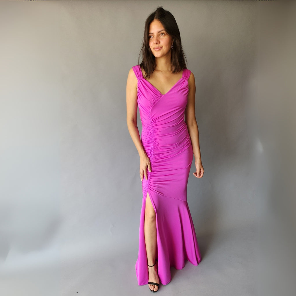 Vestido Drapeado Violeta