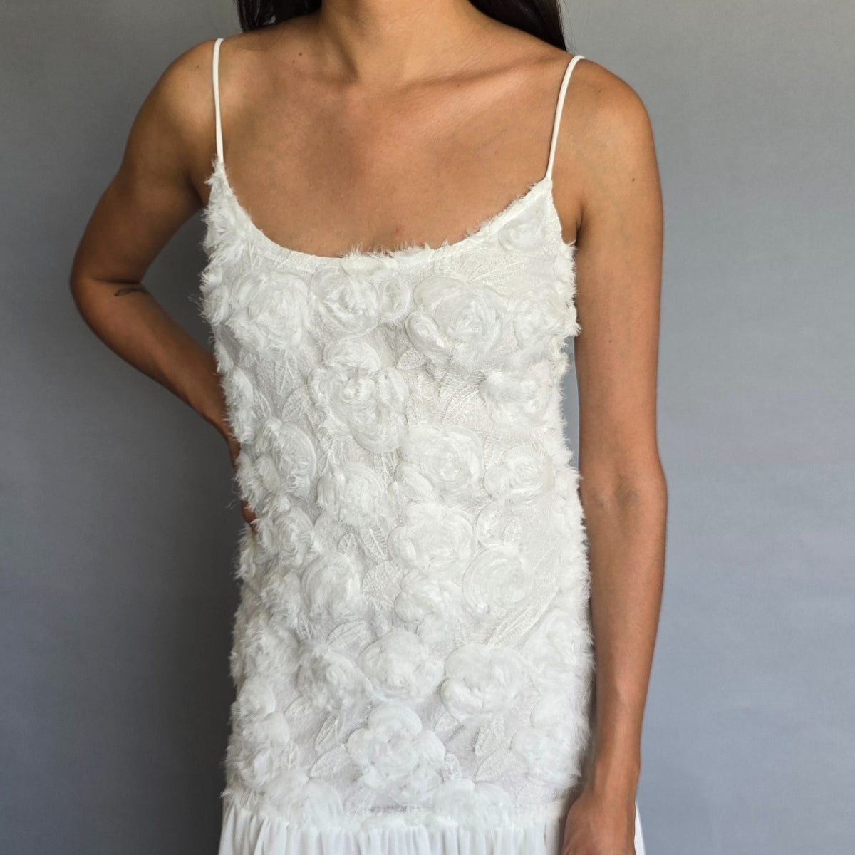 Vestido blanco rosas