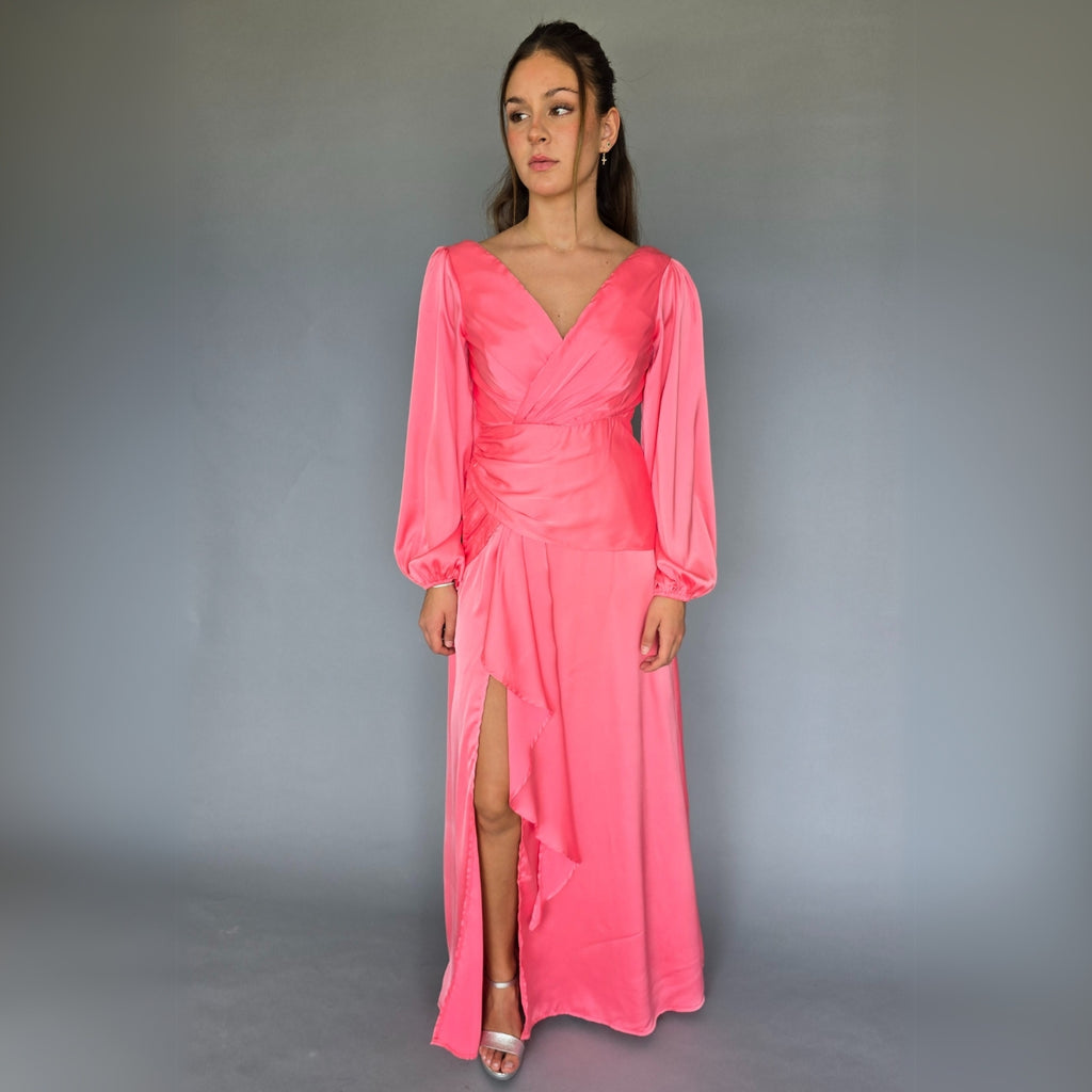 Vestido salmón de mangas