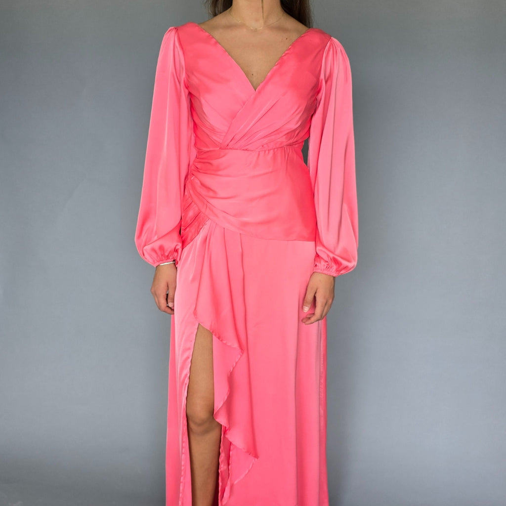 Vestido salmón de mangas