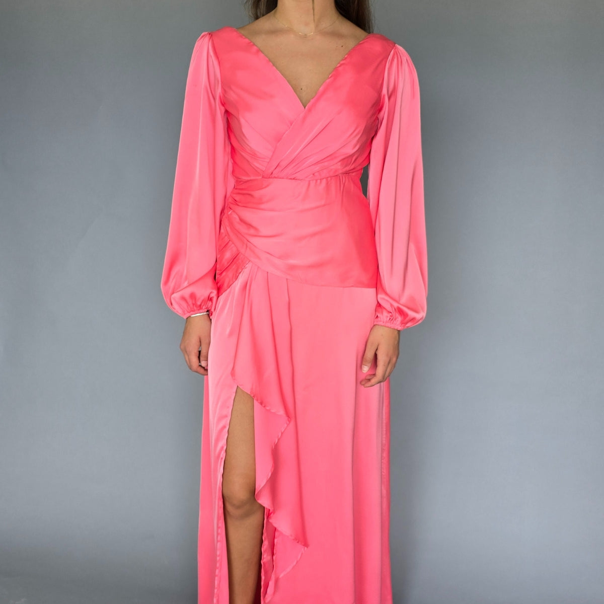 Vestido salmón de mangas