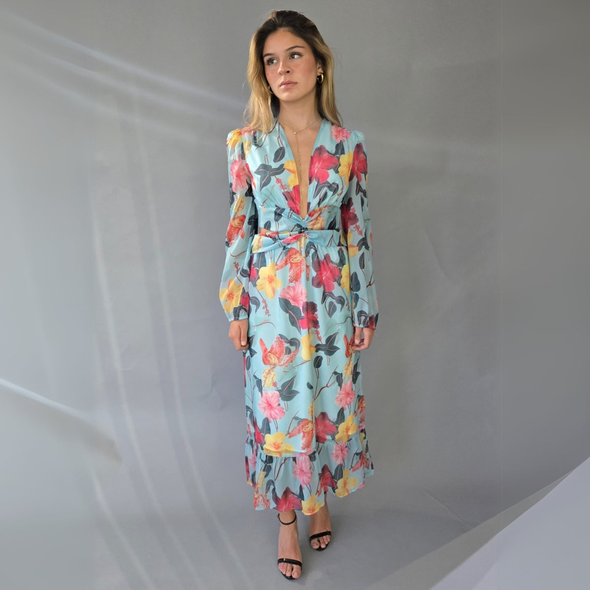 Vestido Azul Floreado