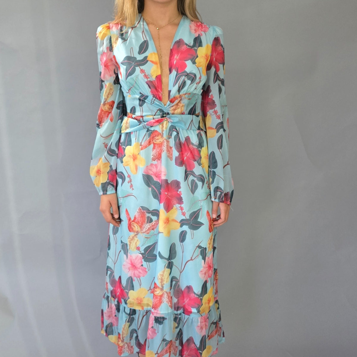 Vestido Azul Floreado