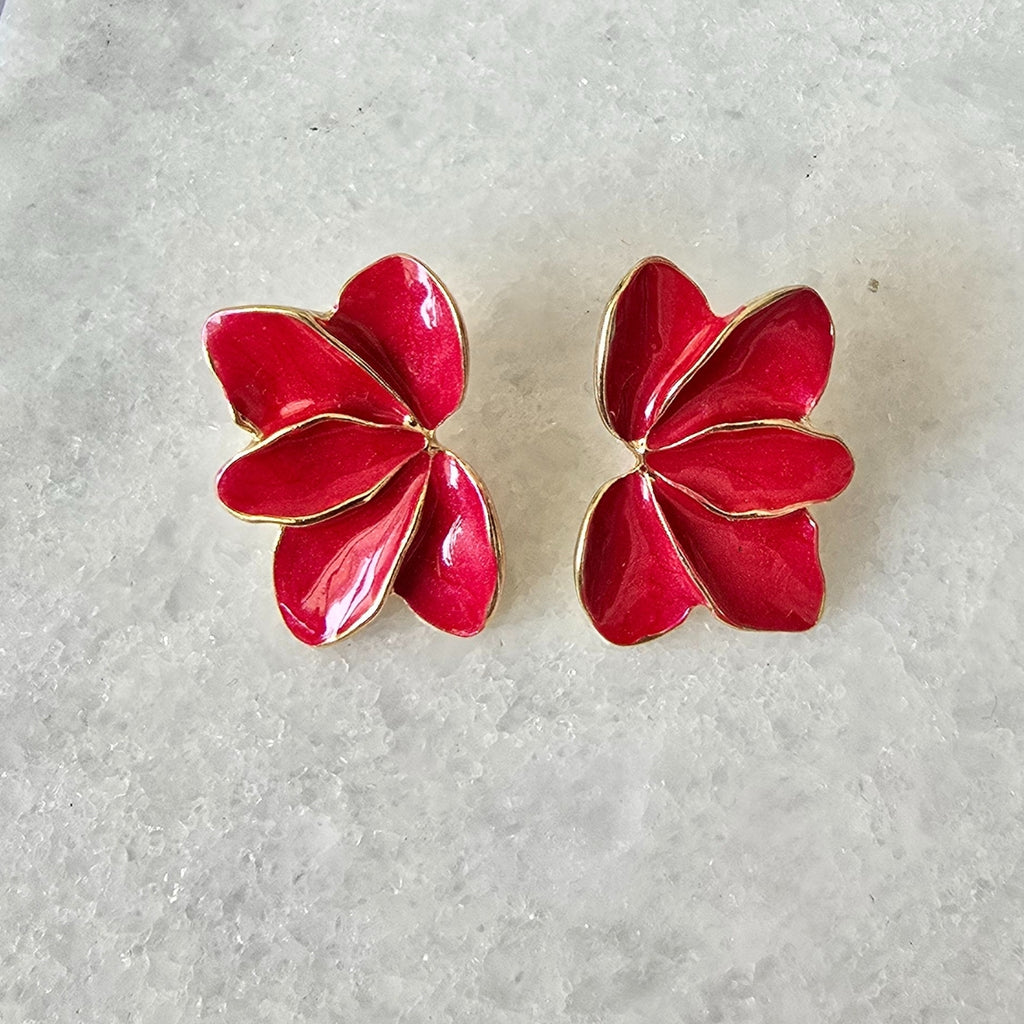 Aretes media flor coral