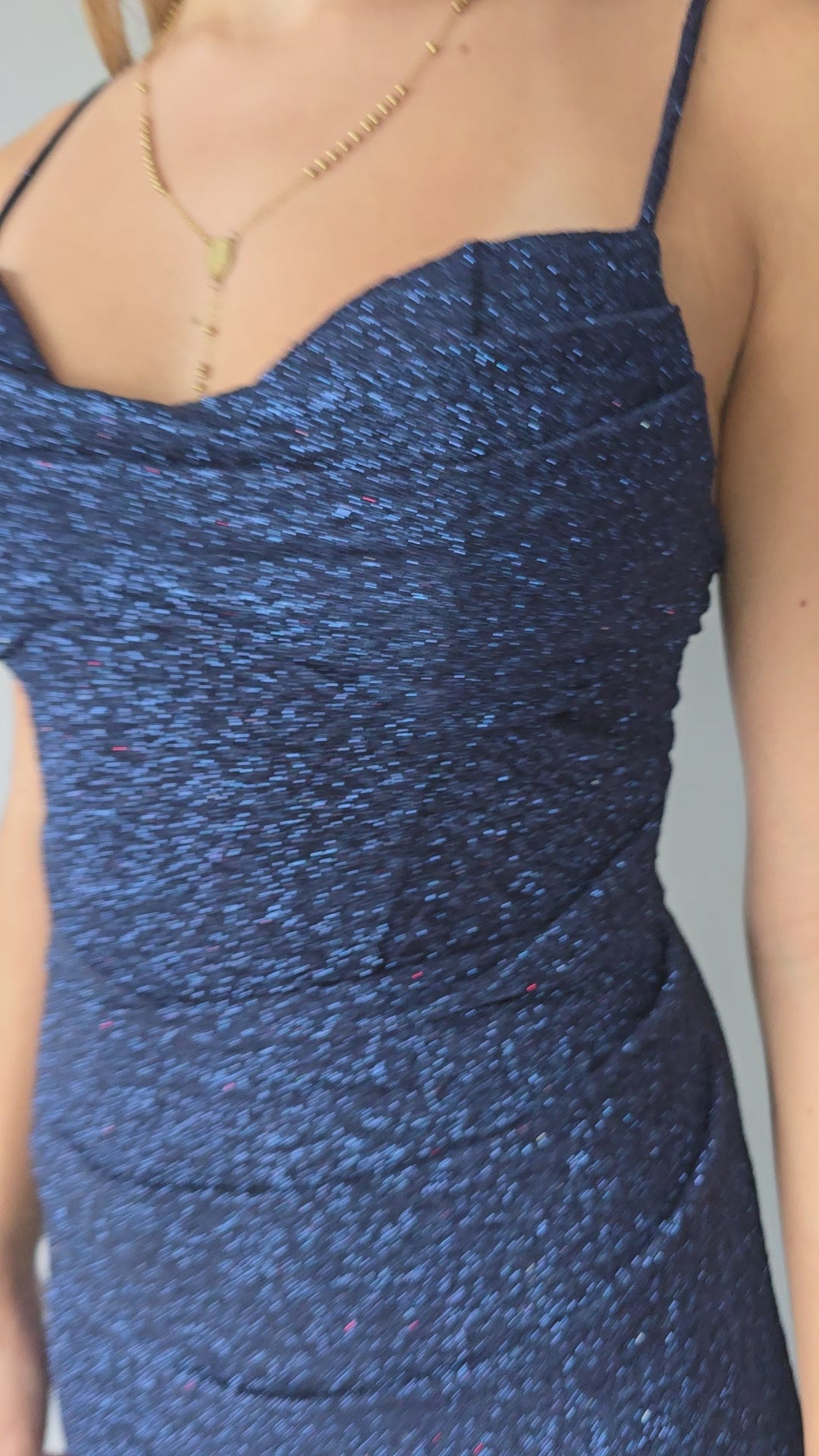 Vestido Tirantes Azul Brillos