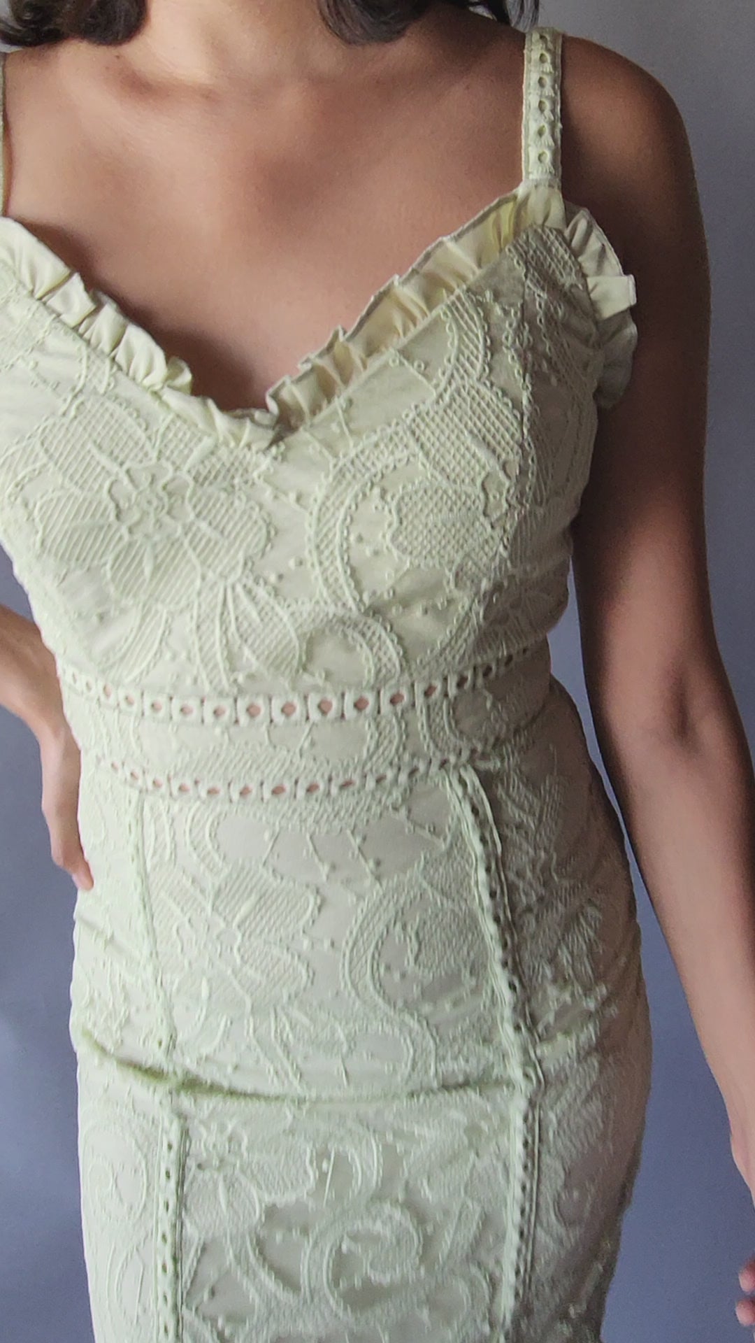 Vestido Midi Encaje Verde Pistache