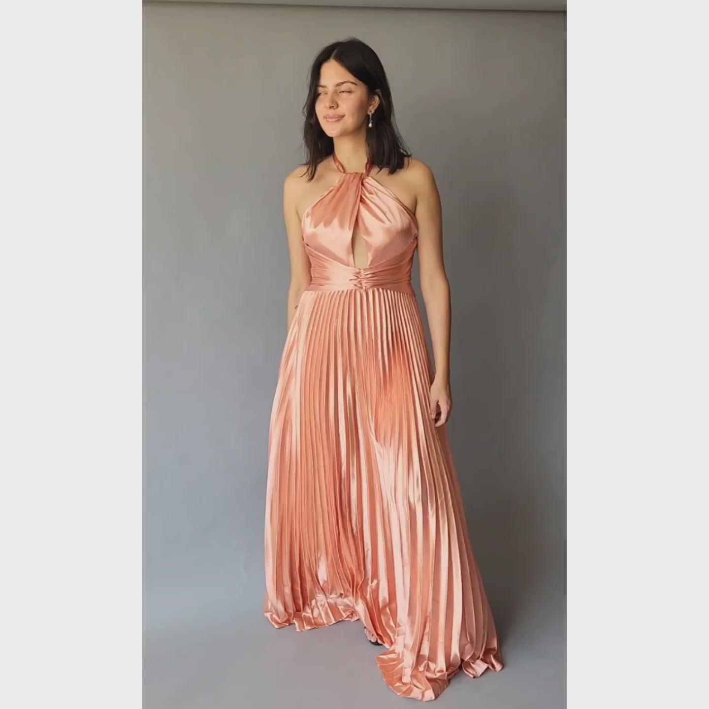 Vestido Plizado Salmón