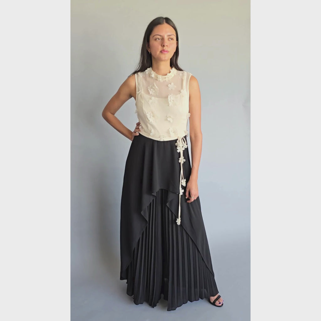 Jumpsuit Blanco con negro flores