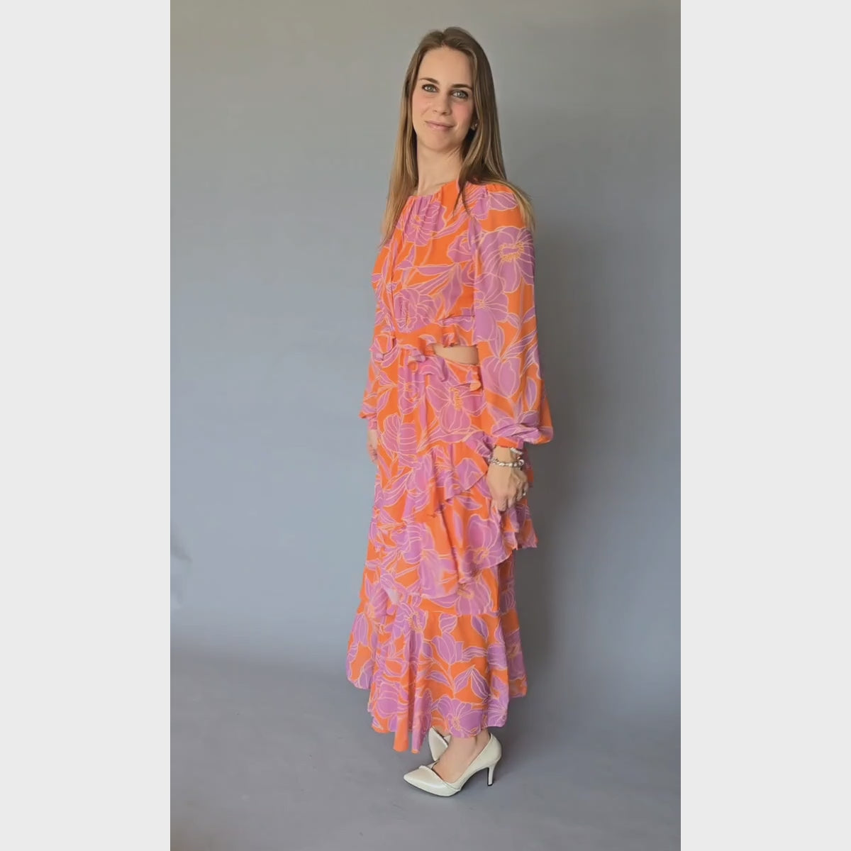 Vestido Floreado mangas Cutoff