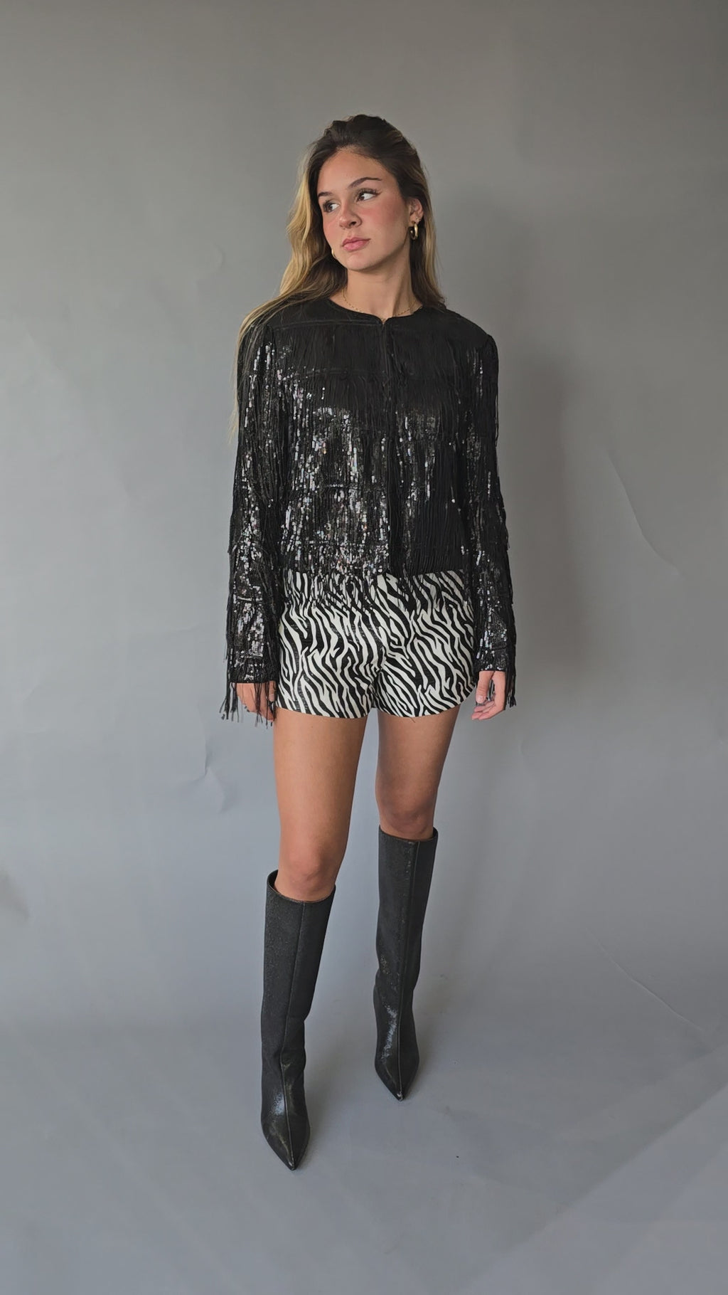 Chaqueta Tira de Lentejuelas