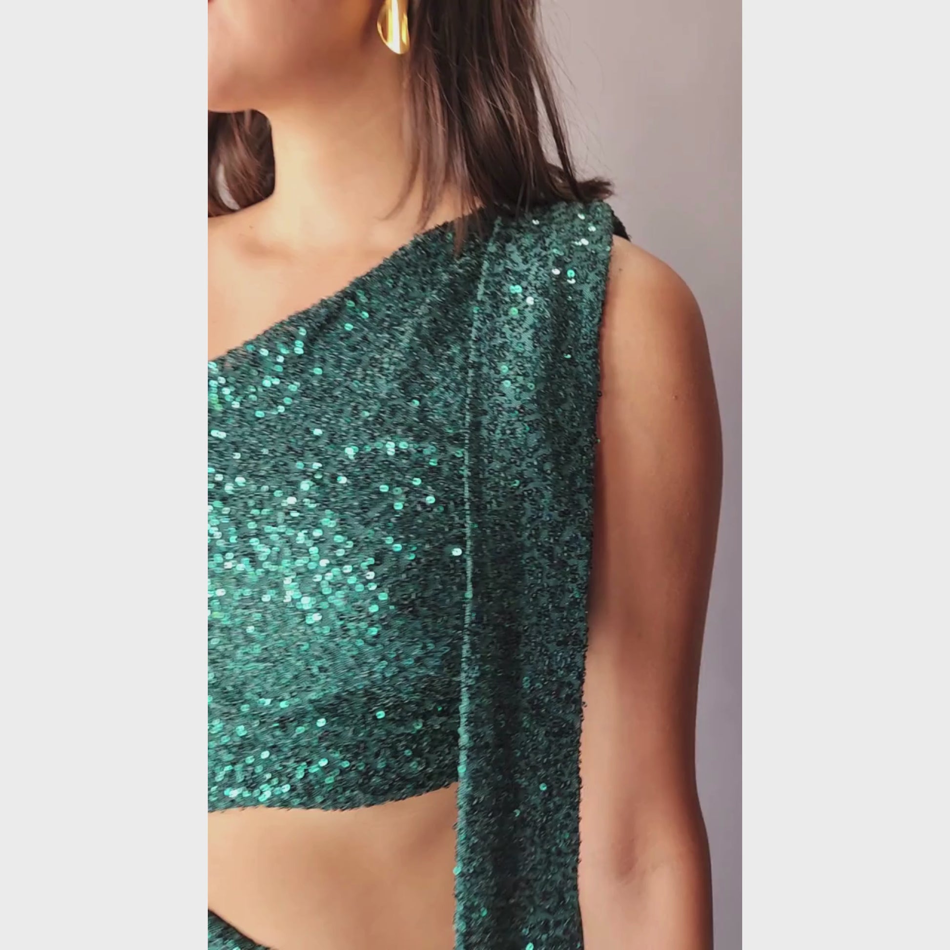 Vestido Cutoff Lentejuela Verde
