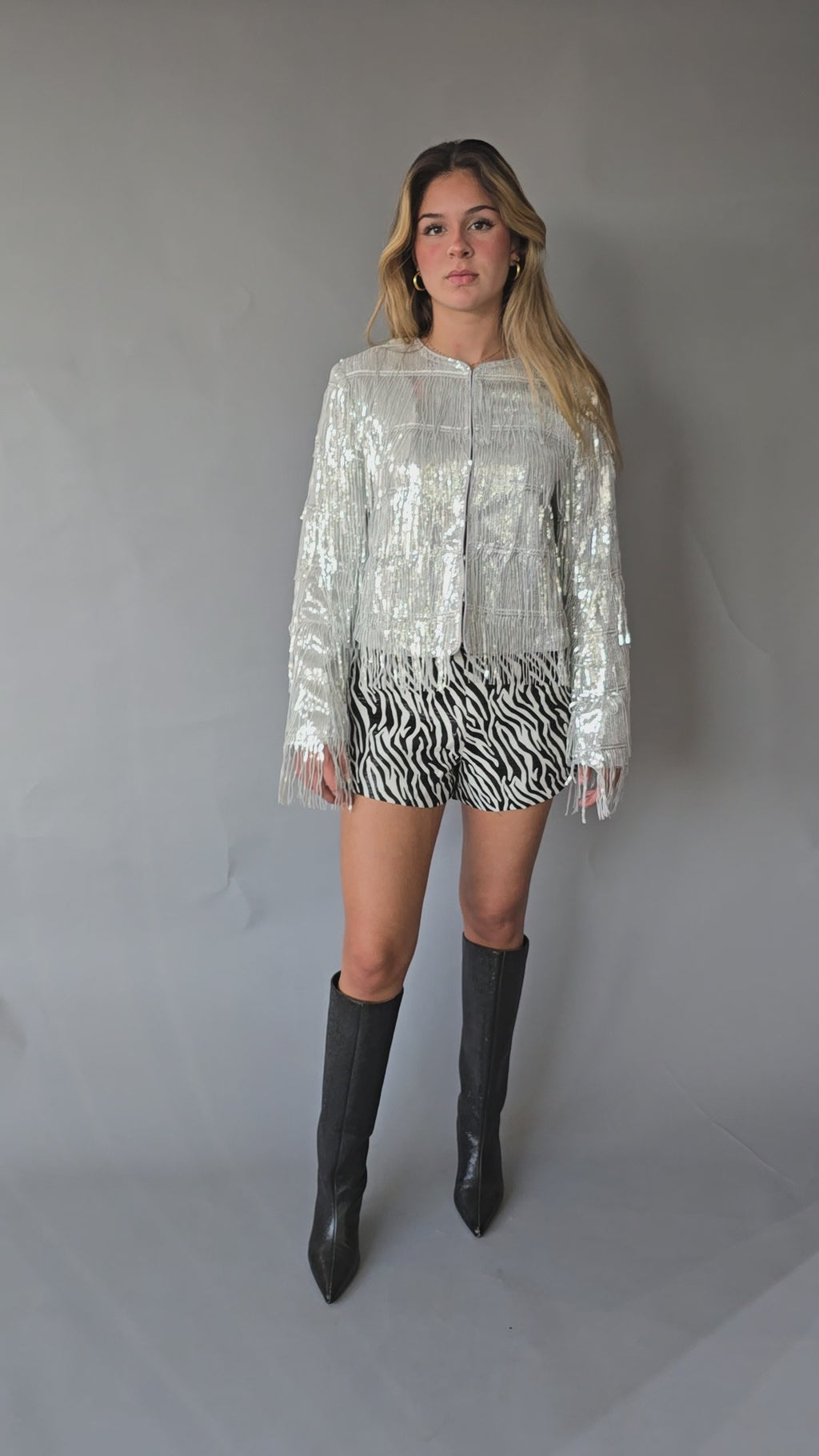 Chaqueta Tira de Lentejuelas