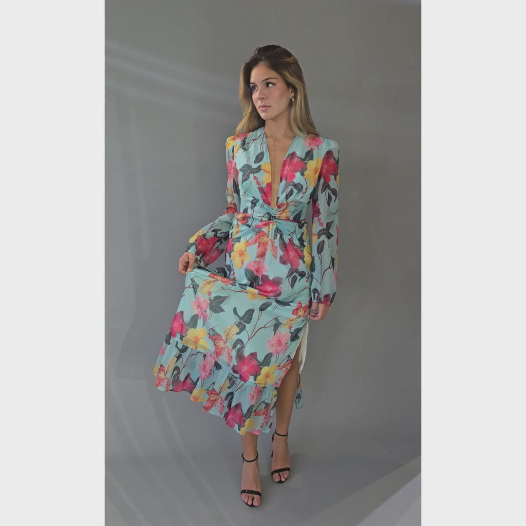 Vestido Azul Floreado