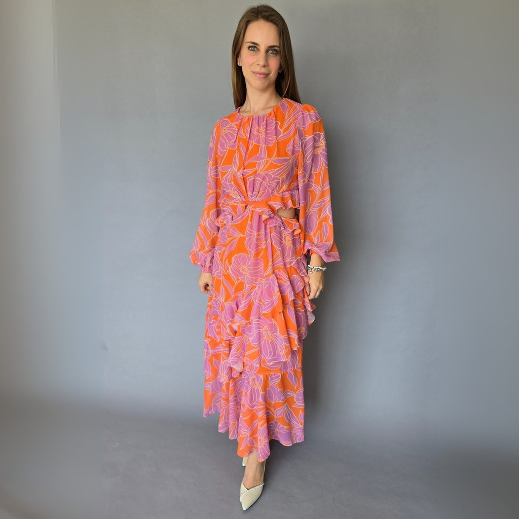 Vestido Floreado mangas Cutoff