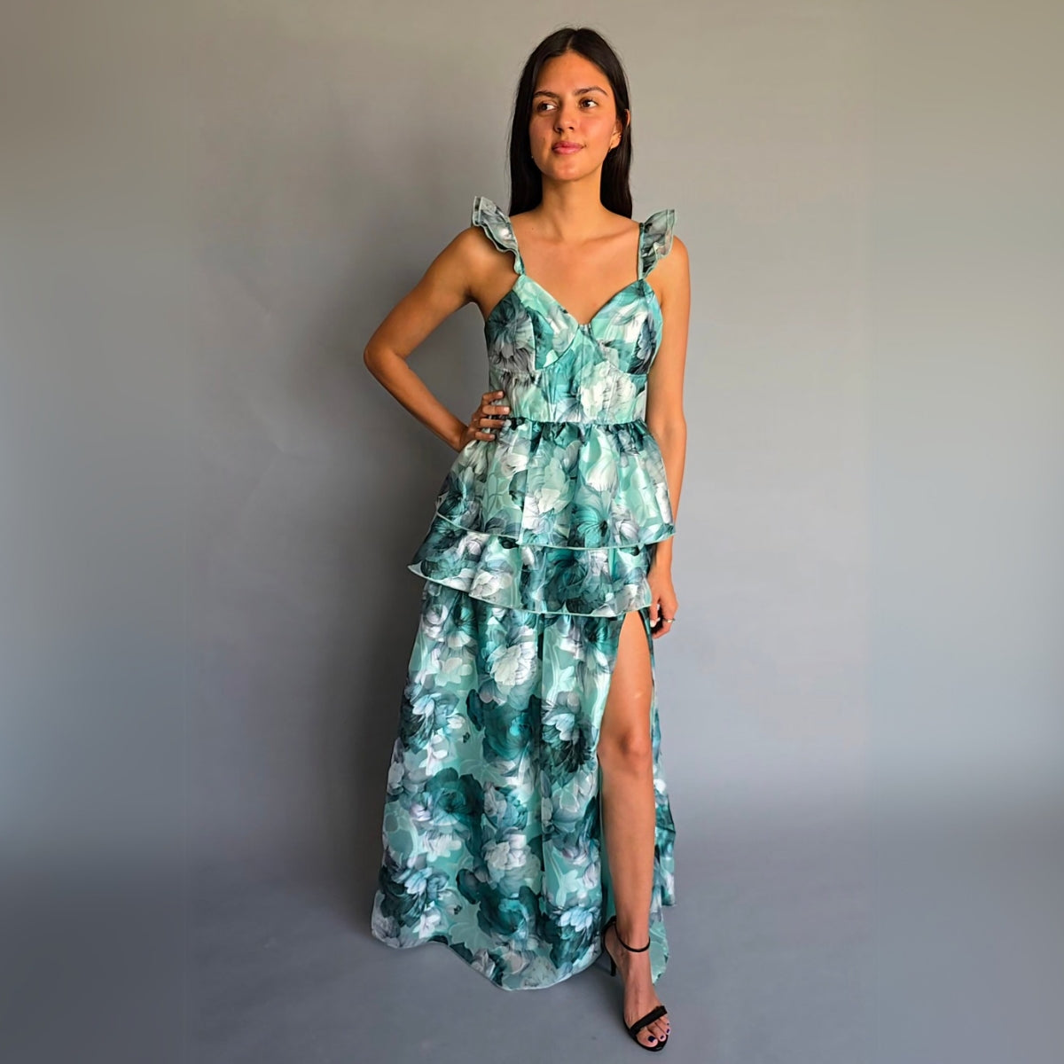 Vestido verde Floreado
