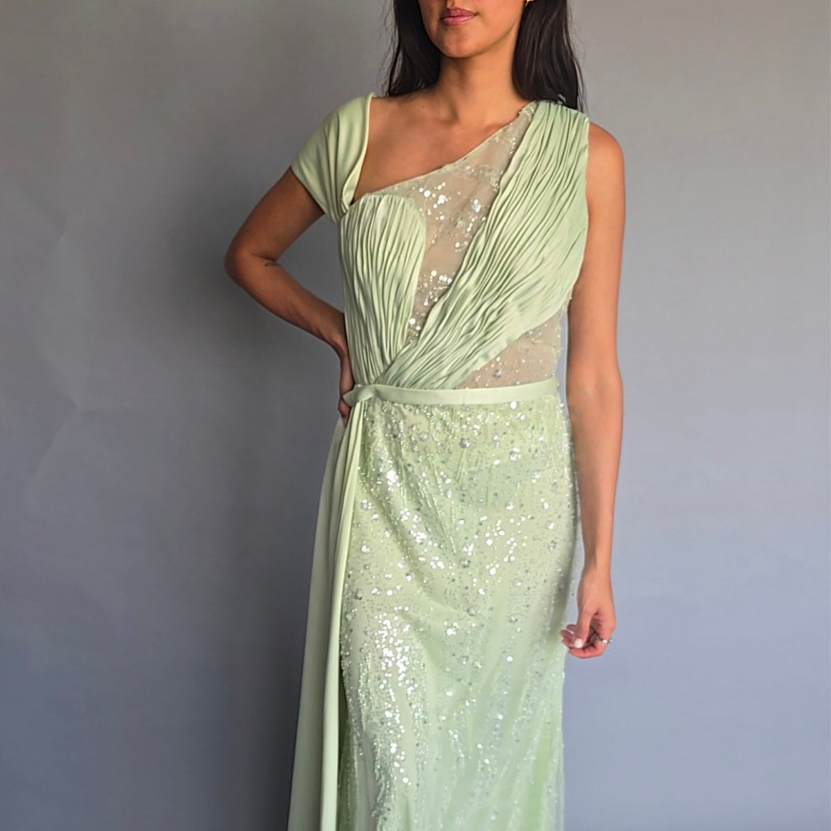 Vestido Menta con lentejuelas