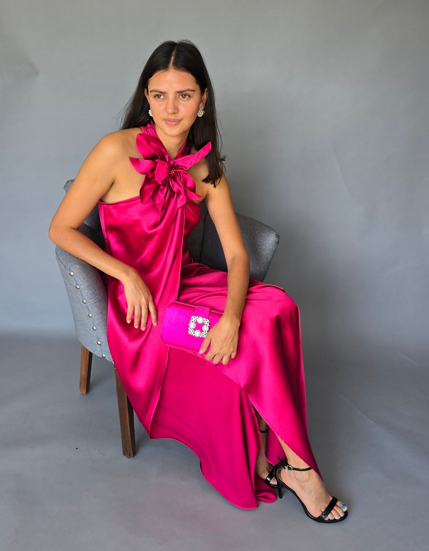 Vestido Halter Maxi Flor