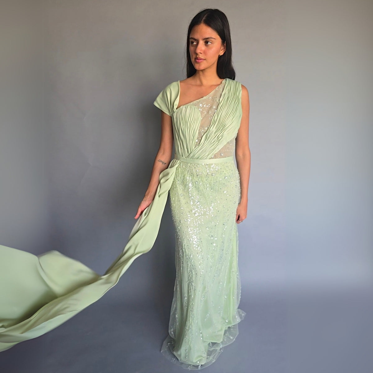 Vestido Menta con lentejuelas